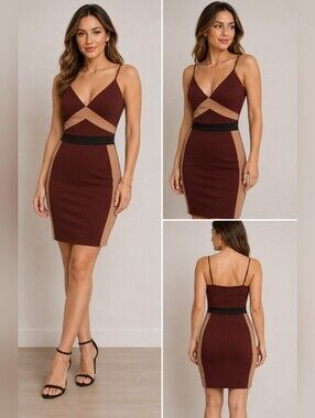 Windsor Maroon & Blush Mini Dress NWT Size L Cocktail Party Dress